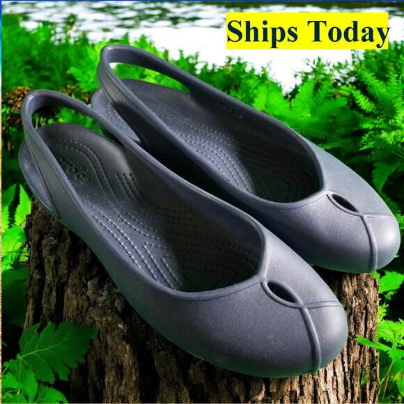 Crocs Balllet Flats Women's Size 9 Blue Slip On Comfort Shoes 11705 - Picture 1 of 8